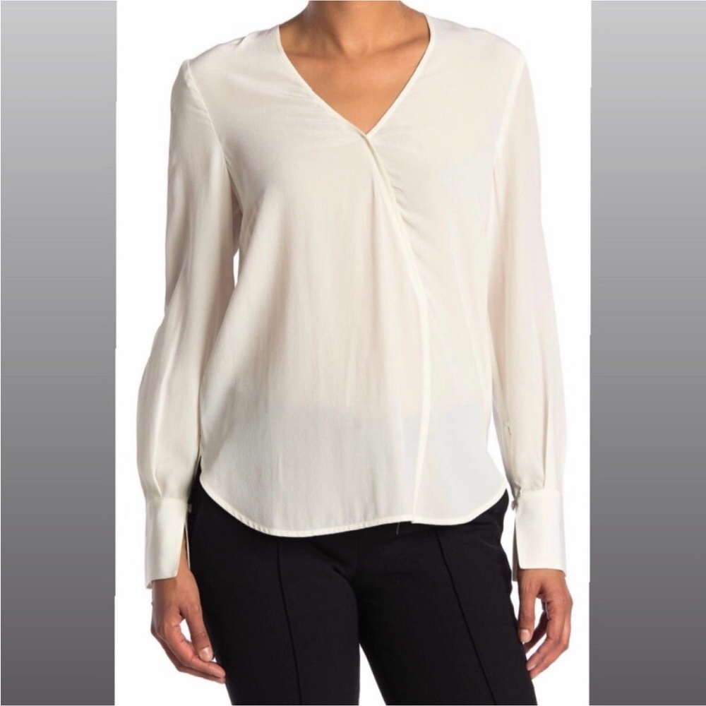 Thakoon Ivory Silk V-Neck Long Sleeve Blouse
Thakoon 8 ivory silk long sleeve b